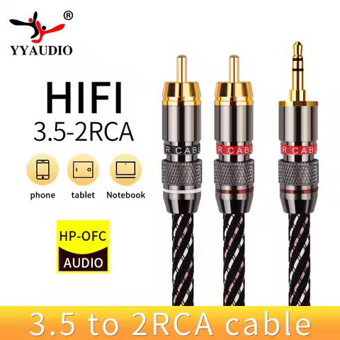 HiFi AUX 3.5mm to 2 RCA Audio RCA Splitter Cable Male to Male 2RCA Speaker Cable 1m 2m 3m Braided ja