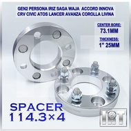 2PCs Wheel Spacer 4-Stud Lug PCD 114.3x4 Rim Tayar Tire Tyre Roda Kereta Gen2 Persona Iriz Perdana Saga Satria Waja