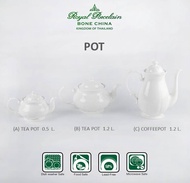 Coffee/Tea set  กากาแฟ/ชา POT กระปุกน้ำตาล/แยม โถนม ชุดแก้วพร้อมจานรอง รุ่นวินเซอร์ WINDSOR ลวดลายสีขาว เนื้อโบนไชน่าBone China