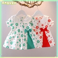 Angugu 2023 Summer kids broken flower doll collar dress korean baby birthday princess dress kids girl clothing 0 to 1 to 2 to 3 to 4 years old ootd for kids girl