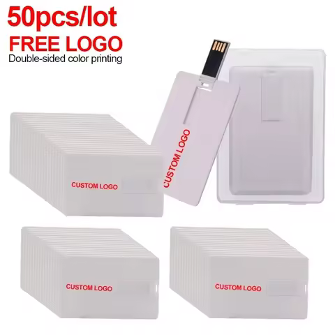 50pcs/lot Credit Card USB Flash Drive 32G Pendrive 64G USB Stick 16G 8G Flash Drive Memory stick Pen