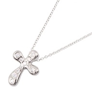 【二手】蒂芙尼 (Tiffany & Co.) 小十字架項鍊，頸圍 42 厘米，Pt950 鉑金，鑲鑽，女士款，二手