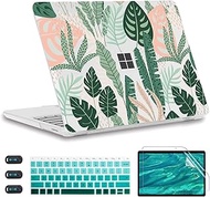 CISSOOK for Microsoft Surface 12.4 Laptop Go 2 Go 1 Case Model 1943/2013 (2022-2020), Hard Shell Case with Keyboard Cover +Screen Protector for 12.4 Surface Laptop Go 2 Go 1, Tropical Leaves