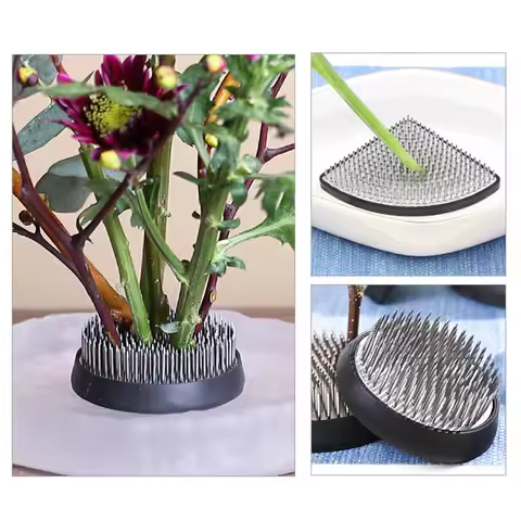 Round For Ikebana Kenzan Flower Base Holder with Spiky Steel Needle Pins for Floral Arrangement and 