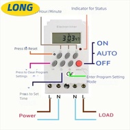 LONNGZHUAN Digital Timer, 12V 110V Timer Switch, Portable 25A 220V LED Electrical Device Timer Elect