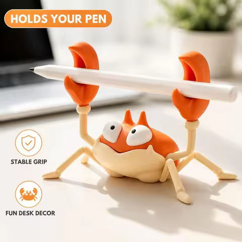 Gifts PLA Crab Pen Holder Crab Shape Creative Style Crab Pencil Holder Weightlifting Crab Pen Stand 