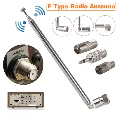 Rod Antenna 3.5mm Adapter FM Radio Antenna Replace Telescopic Aerial F Type Male Plug Connector For 