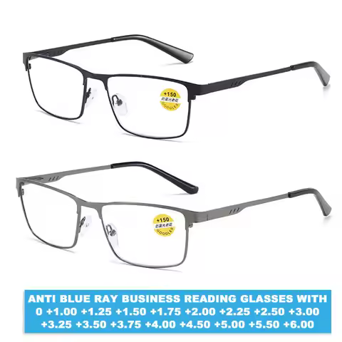 Men Metal Computer Reading Glasses Presbyopic Eyewear 0+1.0+1.25+1.5+1.75+2.0+2.25+2.5+2.75+3.0+3.25