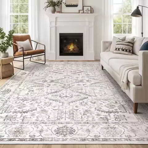 Area Rugs 9x12 for Living Room - Washable Soft Large Vintage Rug Non-Slip Stain Resistant Traditiona