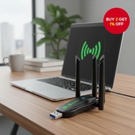 AX900 Dual-Band WiFi USB Adapter with Bluetooth and Antenna, Driver-Free for Windows