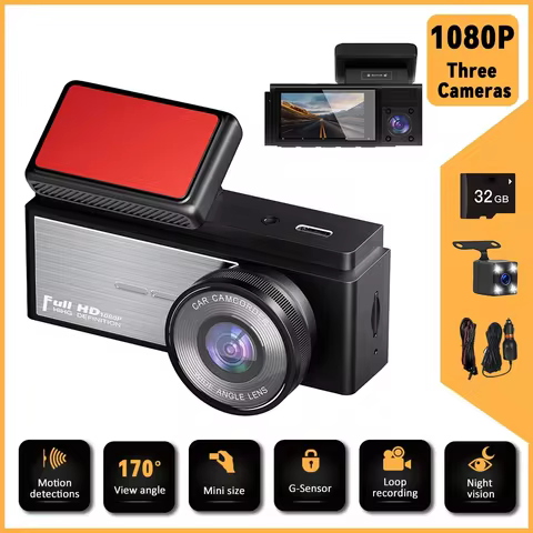Hidden Type Car Dash Cam 3 Channel 1080P Driving Camera Night Vision 24H Parking Monitor Dash Cam Ea
