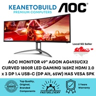 AGON 49" INCH 5K Gaming Monitor AG493UCX2 DUAL QHD CURVED 1800R LED GAMING 165HZ HDMI 2.0 x 3 DP 1.4