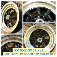 Alloy Rim Wheel 15" SGT-5037F BLACK 7J ( ET20 2pc ) & ( ET38 2pc ) 4H 100 / 4H 114.3 1pc
