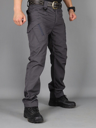 Mens Tactical Pants Waterproof Water Resistant Cargo Pants Casual Multi-pocket Blue Pants IX7/IX9