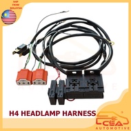 1 SET H4 HALOGEN UNIVERSAL HEADLAMP WIRING HARNESS HEAD LAMP WIRE KIT RELAY WITH FUSE BOX