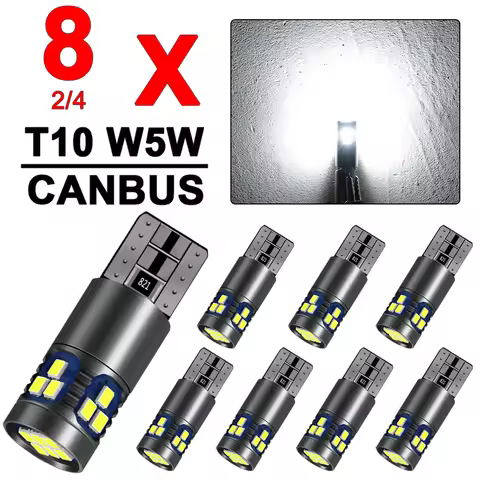 2/4/8 PCS Super Bright T10 W5W LED Bulb CANBUS 900LM 12V 24V 2016-18SMD 6500K White Car Interior Dom