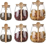 DNIENKGE Airtight glass jar storage container with bamboo lid Set of 6, wide mouth, leak-proof, With
