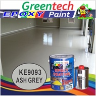 KE9093 ASH GREY 5L Epoxy paint ( GREENTECH EPOXY ) Cat Lantai ( 4L Paint + 1L Hardener ) HEAVY DUTY [Include Harde KTH W