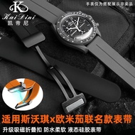 2024◘ XIN-C时尚4 Suitable for for/Omega/Swatch co-branded planetary watch strap magnetic silicone strap lunar rubber bracelet for men