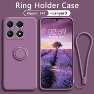 Luxury Xiaomi 14T Casing xiaomi 14T Pro 14 Pro Case Ring Holder Liquid Silicone Case Free Same Color