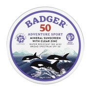 Badger Company, Adventure Sport, Mineral Sunscreen with Clear Zinc, SPF 50, Unscented, 68g