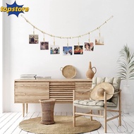 TOPSTORED Photo Display, Wall Decoration Wooden Beads Picture Holder, Rustic Decor Clip Wall Hanging