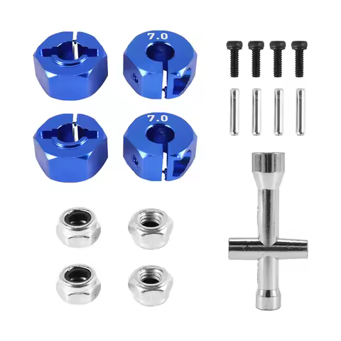 Metal 12mm Hex Wheel Hub Adapter M4 Flanged Lock Nut Cross Wrench for Traxxas 1/10 Slash 4X4 VXL 2WD