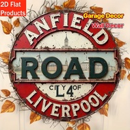 2D Flat Vintage Liverpool L4 Anfield Road Round Wall Sign - Rustic Wooden Decorative Plaque with His