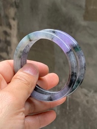 冰種玉鐲 天然翡翠玉鐲 A玉 手鐲 • 冰種紫烏雞翡翠圓鐲