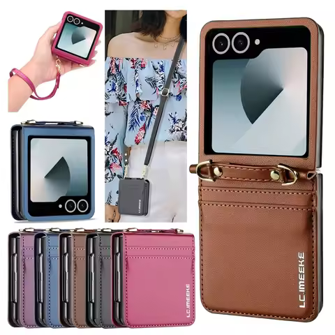 Crossbody Case For Samsung Galaxy Z Flip 87 Flip 6 5 4 3 Z Flip Case Wallet Case Cards Slot Phone Co