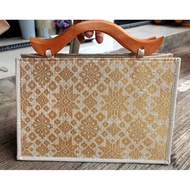 Elegant Ethnic Wooden Songket Handbag Premium Songket Woven Cloth Bag/