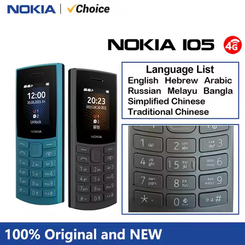 Original Nokia 105 4G 2023 Feature Phone Dual SIM Bluetooth 5.0 1450mAh Battery FM Radio Call Record