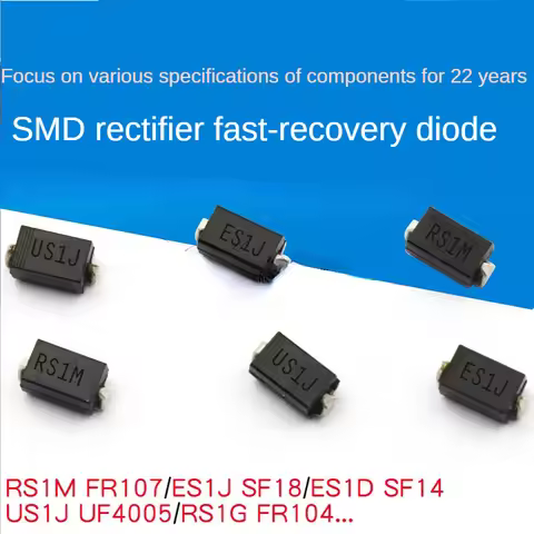20Pcs RS1M FR107 ES1J SF18 ES1D SF14 US1J UF4005 RS1G FR104 FR107W F7 SOD123 SMD High-voltage Rectif