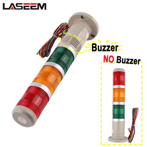 3 Layer Industrial Tower Signal Warning Light Buzzer/No Buzzer 12VDC24V Flash/Steady Safety Stack La