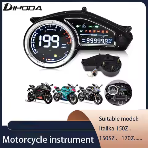 Motorcycle LED Digital Instrument Panel Tachometer Fuel Gauge Turn Signal Speedometer Per Hour Dm200