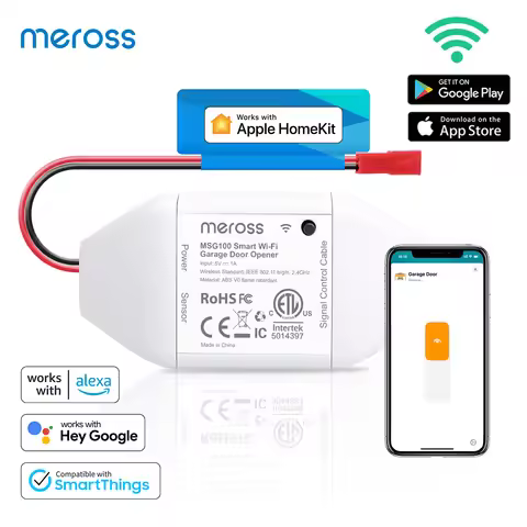 Meross HomeKit Smart WiFi Garage Door Opener, Works with Apple HomeKit, Siri, CarPlay, Alexa, Google