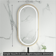 Intelligent Bathroom Mirror Oval Shaped Dimming Mirror Wall Mounted 3-color LED Light Source Washbas