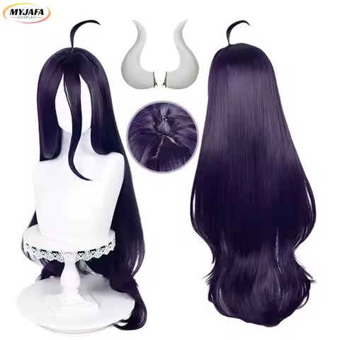 Albedo Cosplay Wig Overlord Cosplay Albedo Wig High Quality 100cm Deep Purple Heat Resistant Synthet