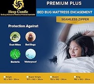 Bed Bug Waterproof Mattress Encasement Protector Premium Plus, Seamless Zippered Design (6 sided protection) with Velcro closure to ensure 100% protection against bed bug, dust mite etc. King