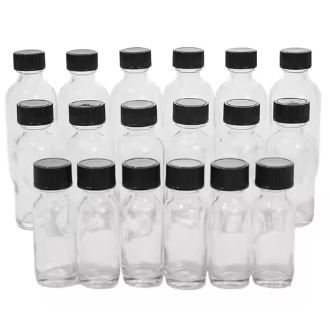 6Pcs 15/30/60ml Small Glass Bottles With Lids Glass Containers Round Sample Bottles For Juice Oils G