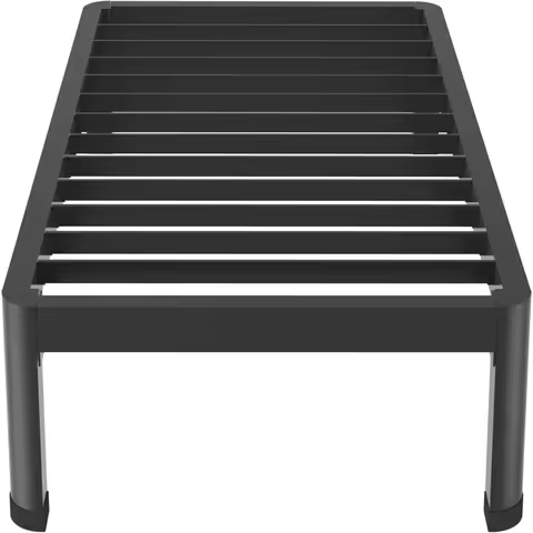 Double bed frame with rounded side legs, 14" tall 3500 lb heavy metal platform bed frame double size