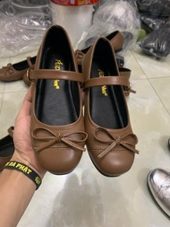 Ballet Flats Lolita Mary Jane with Elegant Clip-Tong and Bow Detail - Patent Leather