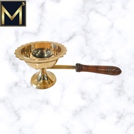 ORIGINAL BRASS DHOOPAKAL WITH WOODEN HANDLE FOR PRAYER/POOJA USAGE/BGP 036