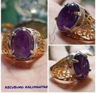 Cincin Batu Kecubung Ungu Kalimantan Asli Serat Natural