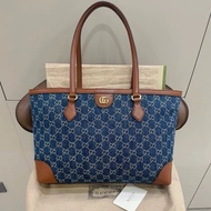 Gucci老花牛仔新款肩背托特包 99新全配🈶台灣購證🉑送禮