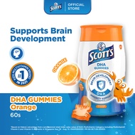 SCOTTS DHA Fish Oil Omega 3 Gummies Supplement for Children Supports Brain Development Orange 60s