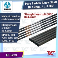 V Club Archery Musen Pure Carbon Arrow Shaft - ID4.2mm - Straightness 0.006" - SP500-SP1100