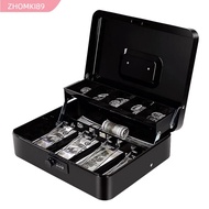 ZHOMKI89 Cash Box, Cashier Clip Black Safe Head Locker, Portable Metal Drawer Unlock Password Secure