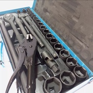 Flyman 26pcs socket set 1/2 drive (8mm-32mm) with vice Grip socket wrench