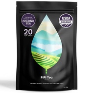 PiPi Tea Organic Oolong Tea Bags – Whole Leaf, 20 Bags (4g Each) – Cortisol & Calming Tea for Anxiet